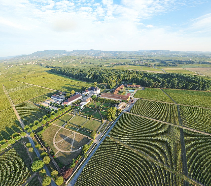 vue chateau de pizay aérienne